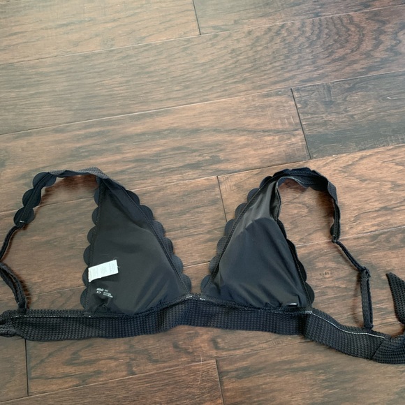 Aerie Waffle Scalloped Tie Longline Triangle Bikini Top - Picture 3 of 6